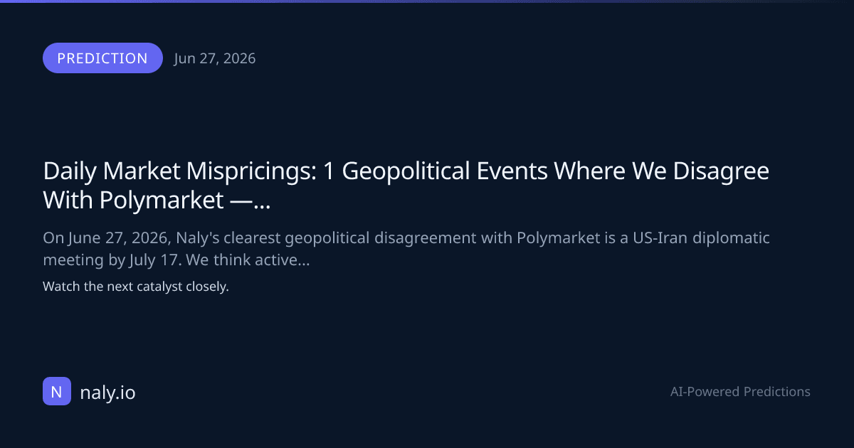 Daily Market Mispricings: 1 Geopolitical Events Where We Disagree With Polymarket — June 27, 2026
