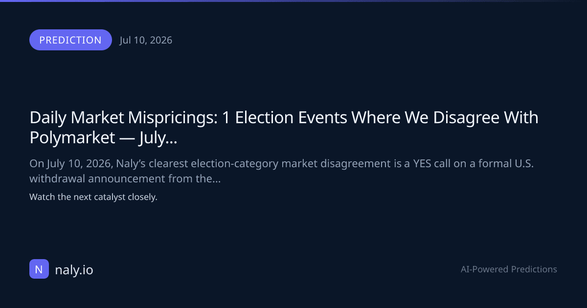 Daily Market Mispricings: 1 Election Events Where We Disagree With Polymarket — July 10, 2026